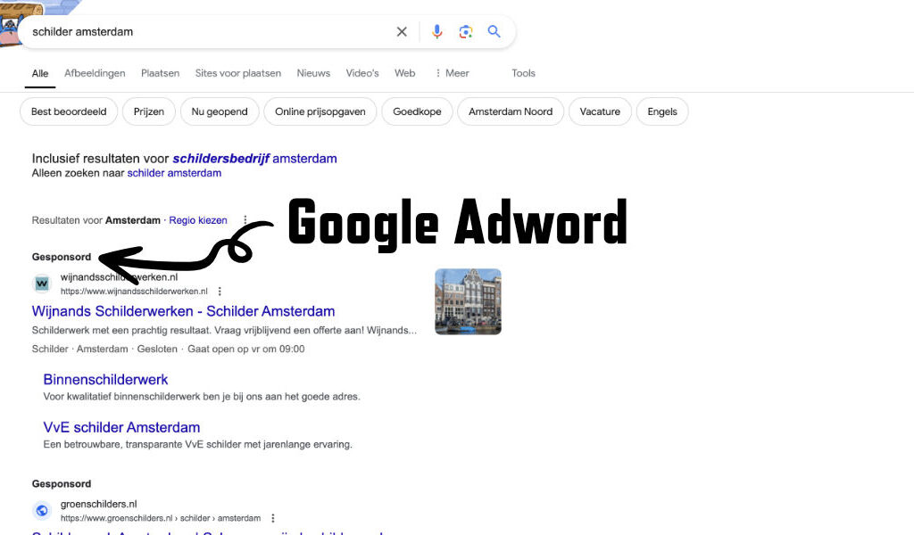 Wat is zoekmachine adverteren Google adwords voobeeld